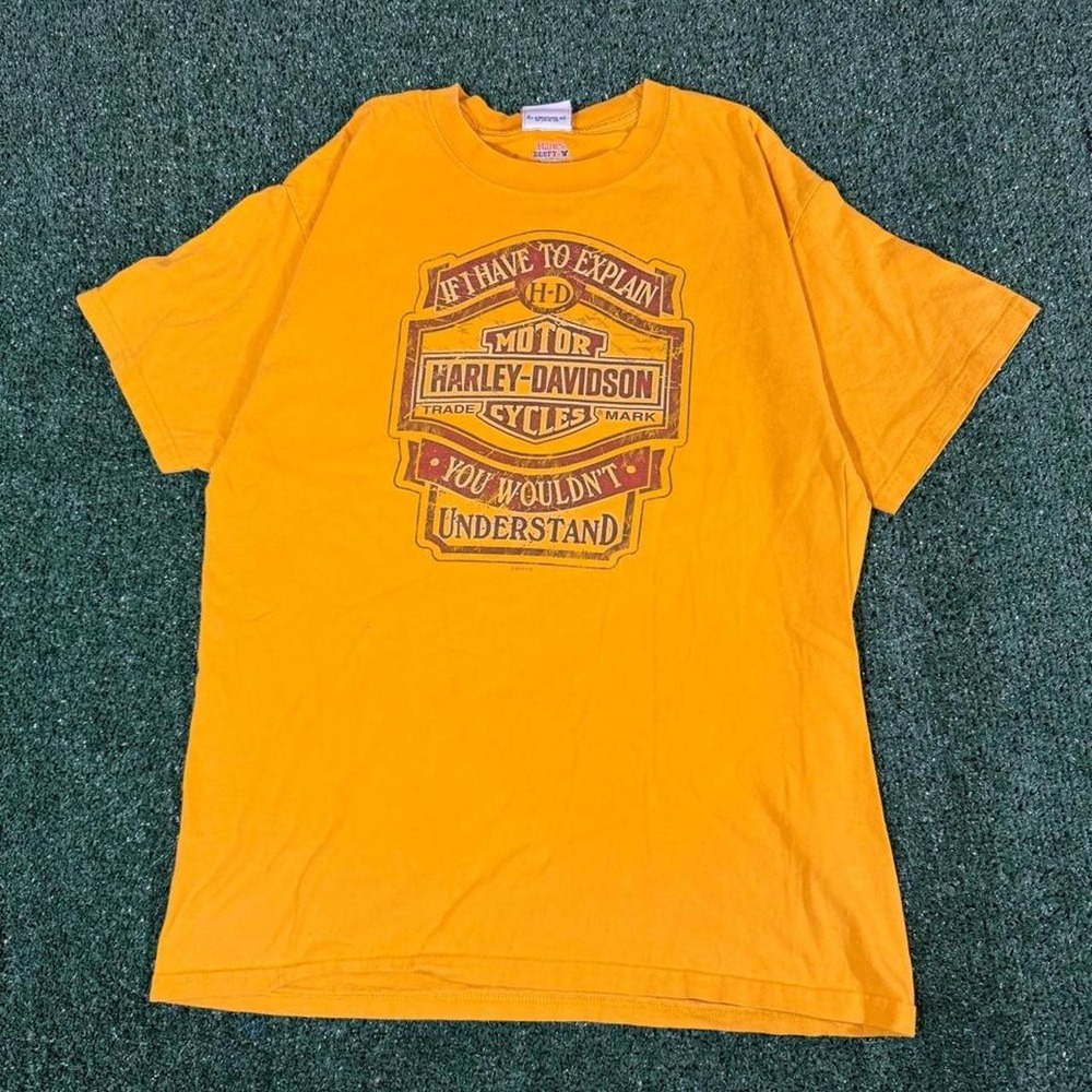 Vintage Harley-Davidson St Croix Wisconsin Graphic Tee Yellow Mens XL